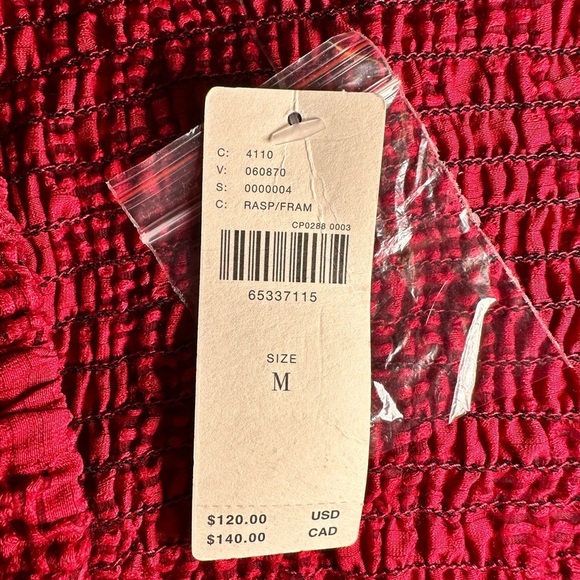 NWT Anthropologie Raspberry Red Square Neck Shirt W/Poet Sleeves Size M - Picture 8 of 10